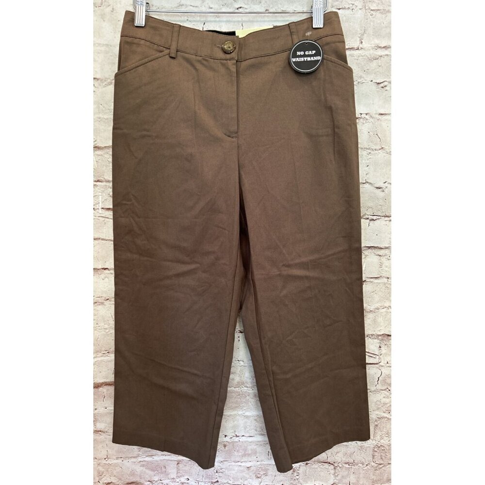 Dress Barn Womens Cropped Pants Casual Chino Twill Brown No Gap Waistband Size 4